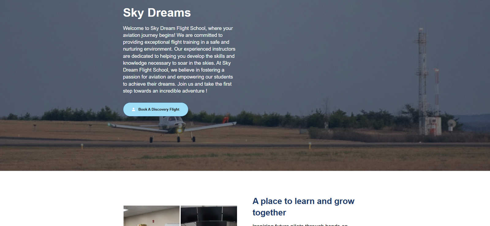 Sky Dreams homepage — before redesign
